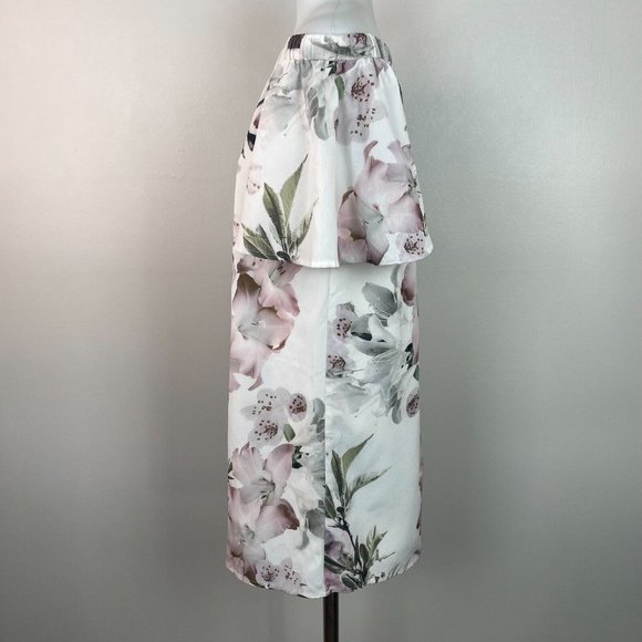 Lulus Shift Dress Small Ivory Floral Off-the-Shoulder Short Sleeve Women's - Picture 7 of 14